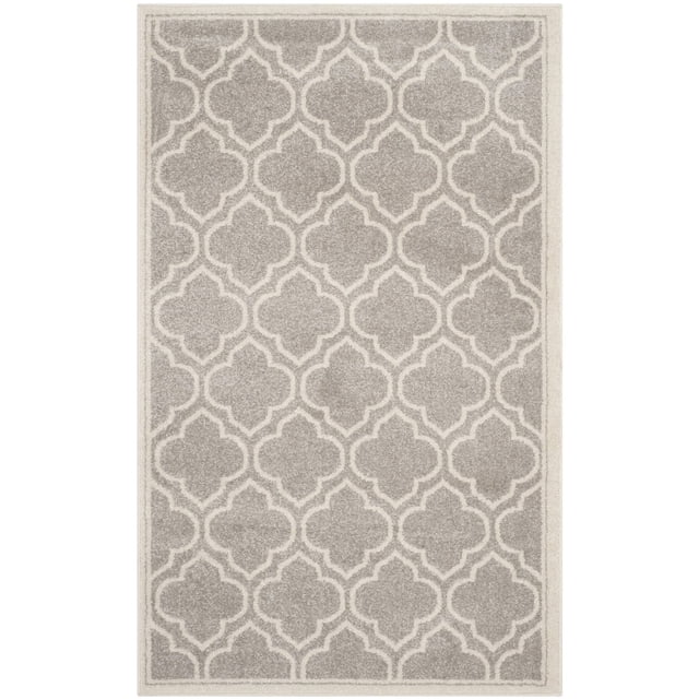 Safavieh Amherst Wilson Tapis Géométrique pour Aire avec Motif de Trèfle Répétitif Gris Pâle et Blanc Cassé, construction en Polypropylène Tissée à la Main pour la Durabilité et l'Entretien Facile, Convient comme Tapis d'Accent dans les Zones à Fort Achalandage à l'Intérieur Ou à l'Extérieur.