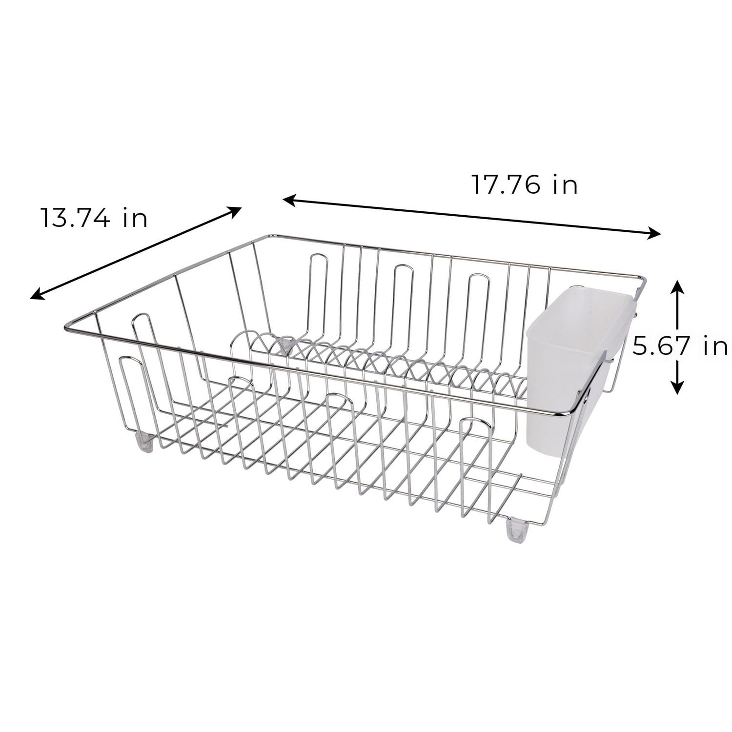 Mainstays Large Dish Drainer Rack - Chrome/White
