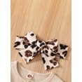 thumbnail image 4 of Faithtur Bébé Filles Combinaison d'Automne, Couleur Unie Nervuré Mouche Manches Col Rond Romper + Léopard/vache Pantalon Flare, 4 of 9