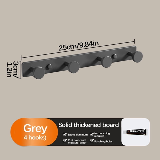 XYAIYT Wall Mounted Aluminum Coat Rack Multi Purpose Hooks for Entryway Bathroom Closet Easy Install Heavy Duty Stainless Steel Non Rust Space Saving Organizer