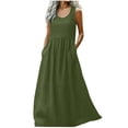 thumbnail image 1 of Kyusrd Robe Maxi pour Femmes Robe d'Été Débardeur Robe Sans Manches Robe Soleil Col en V Fluide Ligne A Longue avec Poche, 1 of 7