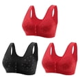 thumbnail image 2 of ylioge 3 Pack Plus Size Womens Front Closure Bras M-7XL No Underwire Push Up Underwear Bra Multipack Full Coverage Soft Support Bralettes, 2 of 6