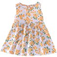 thumbnail image 1 of yoeyez Robes pour Filles 14-16 Ans Tout-Petit Enfant Bébé Filles Sans Manches Imprimé Graphique Débardeur Robe d'Été Plissée Ample Col Rond Robe Soleil Robe Décontractée pour Filles Jaune,5-6 Ans, 1 of 4