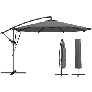 best patio umbrella string lights Costway 10 ft. Outdoor Patio Umbrella with 32 Solar LED Lights and Weighted  Base, Sandbags in Red HCST12963