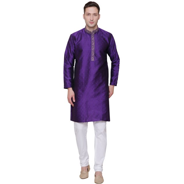 Kurta Pyjama pour Homme Vêtements Inde Mariage Fête (Violet, 3TG)