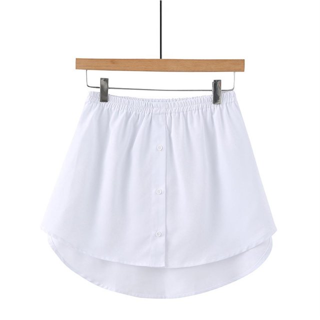 Women Layered Fake Top Lower Sweep With Buckle Blouse Shirt Hemline Color Fake Hemline