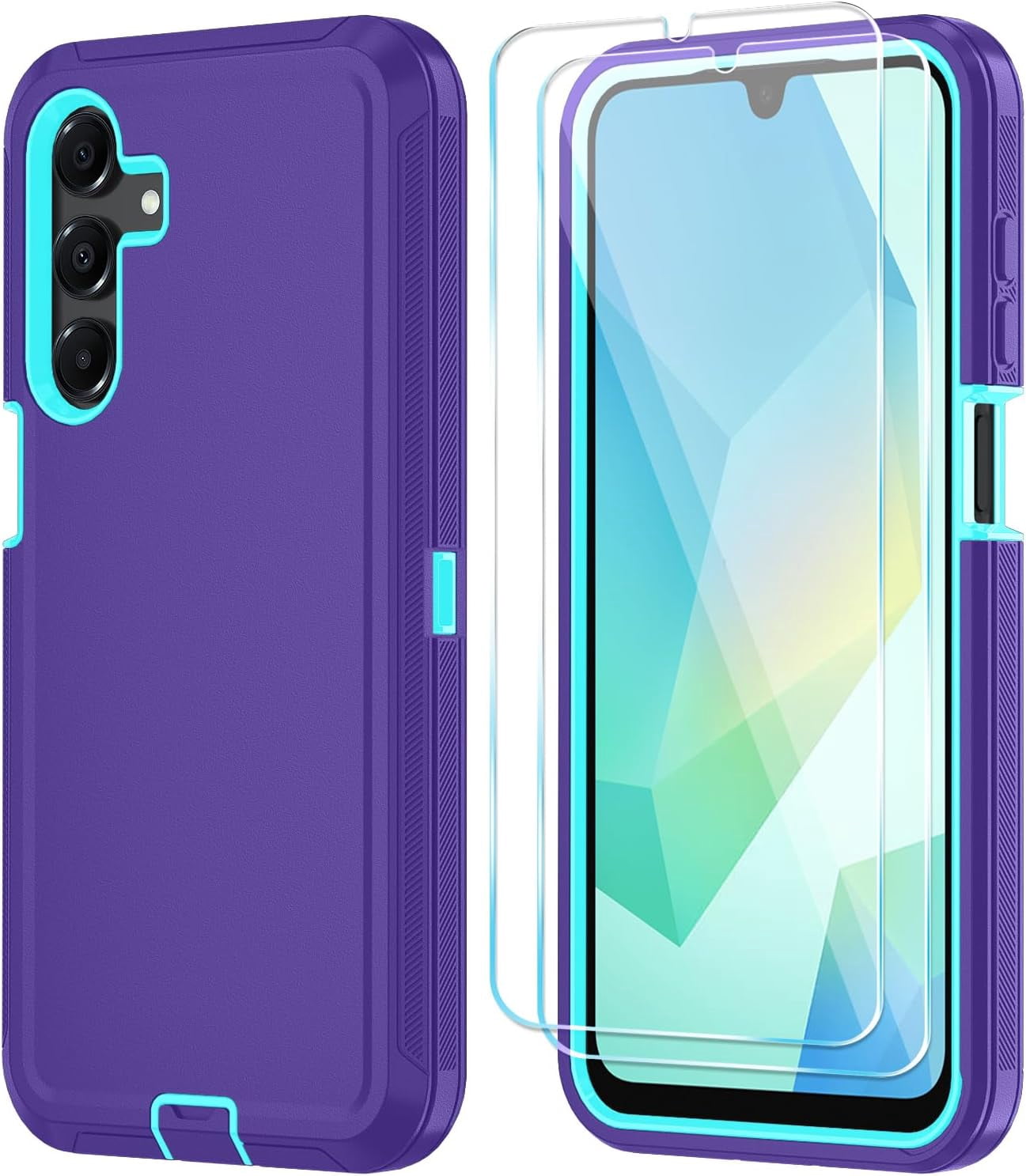 HCTian Phone Case for Samsung Galaxy A16 5G Case with HD Screen Protector, Heavy Duty Shockproof & Dropproof 3-Layer Cover Phone Case for Galaxy A16