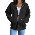 thumbnail image 1 of MeetoTime Womens Zip Up Hoodies Oversized Long Sleeve Sweatshirts Fleece Hooded Fall Jacket with Pockets, 1 of 7