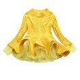 thumbnail image 1 of MeetoTime Girls Clothes 2-11 Years Solid Color Round Neck Long Sleeve Hem Mesh Sweater Dresses for Girl, 1 of 2