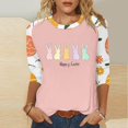 thumbnail image 1 of UPPADA T-Shirts de Pâques pour Femmes Bunny Rabbit T-Shirts à Imprimé d'Oeufs Manches 3/4 Col Rond T-Shirts d'Été Décontractés Mignons T-Shirts Graphiques Chandail Confortable Haut Rose, TG, 1 of 5