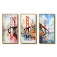 thumbnail image 2 of Designart "Architectural Marvel Red Bridge II" Paysages Urbains Art Mural Encadré Ensemble de 3 - Cadre de Ponts Rouges en Toile pour Décoration de Salon, 2 of 6