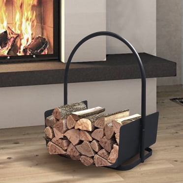 ATR ART to REAL Panier de Support de Bois de Chauffage en Métal pour Intérieur et Extérieur, Support Portatif pour Bûches de Bois, Noir