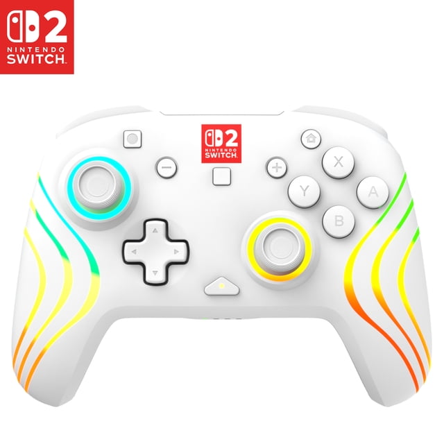 Turtle Beach Afterglow Wave Wireless RGB Gaming Controller (White) - Officially Licensed for Nintendo Switch 2, Nintendo Switch - Customizable Lighting, TMR Sticks, RBG