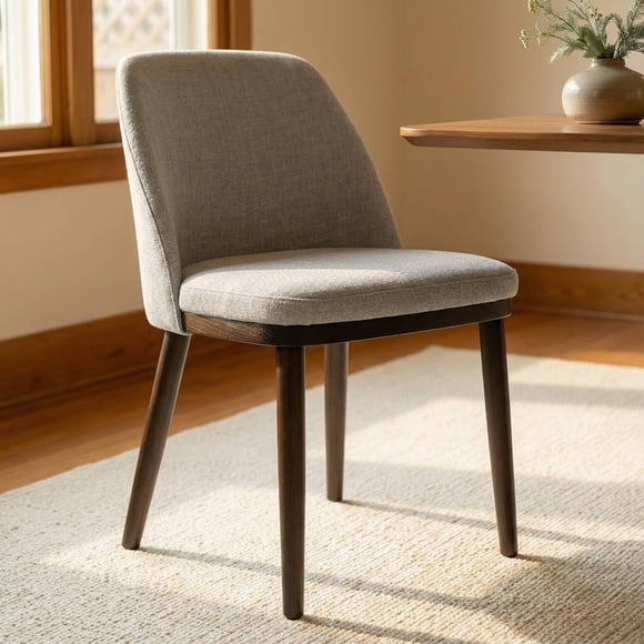 Raya Dining Chairs Set of 4, Modern Upholstered Dining Room Kitchen Side Chair with Wooden Legs, Space Saving, Easy to Assemble (Earl Grey)