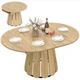 thumbnail image 1 of HOMCOM 43"-59" Extendable Dining Table Round to Oval Kitchen Table Natural, 1 of 10