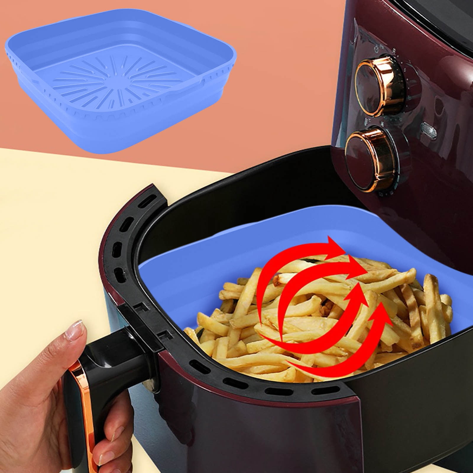 Dvkptbk Air Fryer Silicone Pot,Air Fryer Silicone Liners Round Food Safe Non Stick Air Fryer Basket Accessories,Reusable Replacement of Flammable Parchment Liner Paper Fits