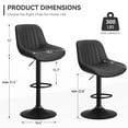 thumbnail image 4 of Hawsaiy Adjustable Bar Stools Set of 2, Swivel Counter Height Bar Chairs with Back, Modern Technical Fabric Barstools for Kitchen Island & Home, Black, 4 of 12