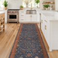 thumbnail image 1 of Washable 10 ft Long Runner for Kitchen Floor - Navy Blue Hallway Runner Rug, Pet Friendly Waterproof Non Slip with Rubber Backing, Stain Resistant Laundry Room Rug (3x10 Navy Blue & Terracotta), 1 of 7
