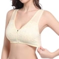 thumbnail image 2 of Sport Bras Women Solid Color Front Closure Wireless Bra With Air-Flow Mesh Thin Design Plus Size Plus Size Bra Beige 52, 2 of 6