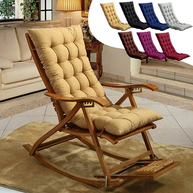 SUTENGDA Rainproof Rocking Chair Cushion -Weather Replacement Cushion Indoor/Outdoor High Back Chair Cushion Patio Chair Seat Cushions (Blue Premium 18.9” x 47.3”)