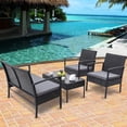 thumbnail image 2 of Gymax Patio Garden 4PC Rattan Wicker Furniture Set Black, 2 of 10