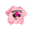 thumbnail image 1 of T-shirts Filles Été Cool Imprimé Graphique Col Rond Manches Courtes Décontracté Hauts Filles Rose 13-14 Ans, 1 of 3