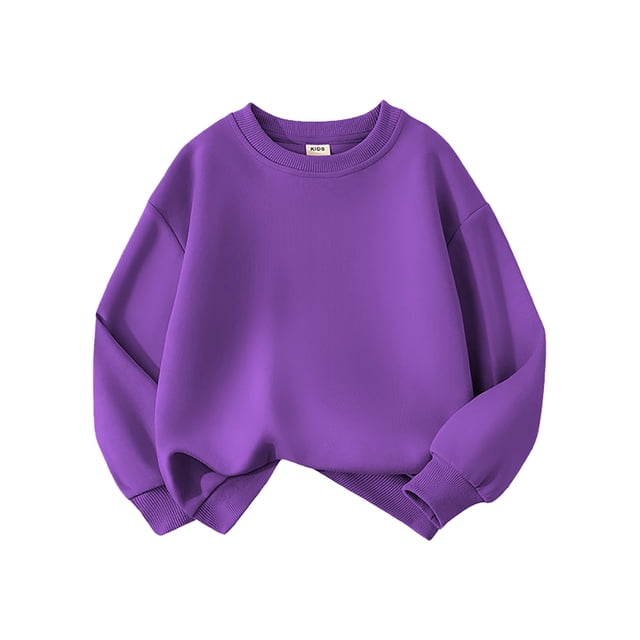 PMVFHDE Chandail à Manches Longues pour Filles, Col Rond Décontracté, Côtelé, Coupe Ample, Violet, 3-4 Ans