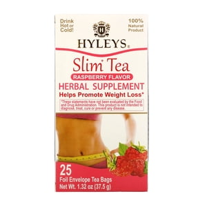 Hyleys Tea, Thé mince, framboise, 25 Sacs à thé enveloppés en feuilles, 1.32 oz (37.5 g)