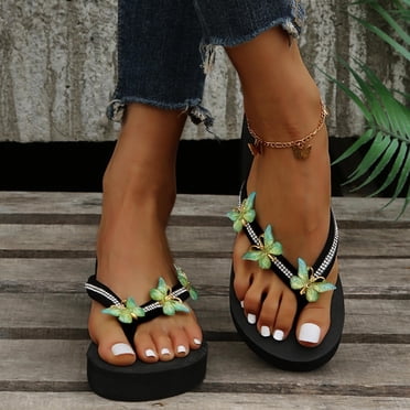 Dvkptbk Flip Flops Sandals for Women with Arch Support for Comfortable Walk Summer Wedge Sandal Slip On Platform Sandals Shoes