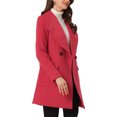 thumbnail image 4 of INSPIRE CHIC Manteau Long Élégant pour Femme à Col Châle, Revers, Ceinturé, Rouge, TG, 4 of 5