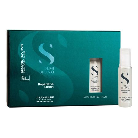 Alfaparf Milano Semi Di Lino Reconstruction Lotion Réparatrice Traitement - Réparation des Cheveux Abîmés Ajoute Brillance Douceur et Corps - Protection Thermique - Anti-Casse des Cheveux (6 Fioles/2,64 Oz)