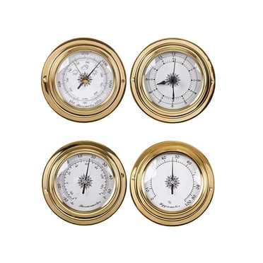 EGNMCR Portable Marine Wall Barometer Clock Meter Hygrometer Kit 4PC Weather Station