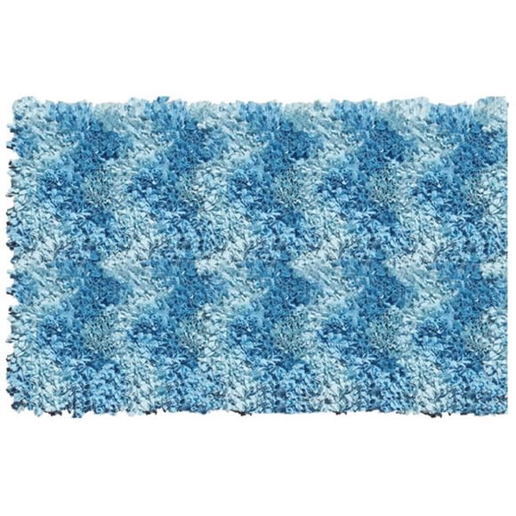 Tapis Chevron Shaggy Ragy Bleu