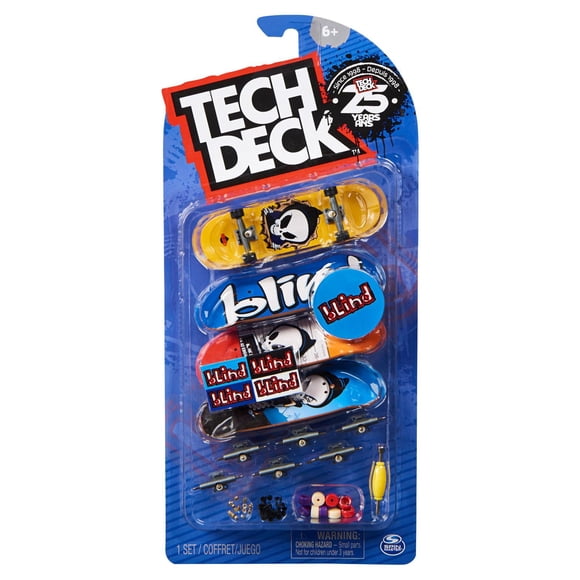 Tech Deck, Ultra DLX Fingerboard 4-Pack, Blind Skateboards, Collectible and Customizable Mini Skateboards, Kids Toys for Ages 6 and up
