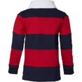 thumbnail image 3 of Sportoli Boys 100 Cotton Wide Striped Long Sleeve Polo Rugby Shirt, 3 of 3