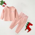thumbnail image 4 of vdgthytj Toddler Baby Baby Girl Fall Clothes Ribbed Crewneck Long Sleeve Tops and High Waisted 2 Piece Matching Outfit, 4 of 5