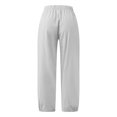 thumbnail image 3 of Capri Pants for Women Casual Solid Color Pockets Elastic Waist Drawstring Comfortable Wide Leg Straight Calf-Length Pants（Gray,M）, 3 of 5