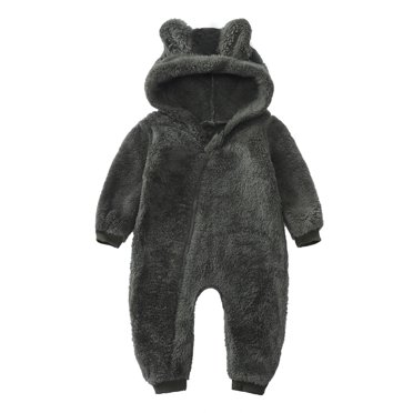 Barboteuse pour Bébé Fille Tout-Petit Bébé Garçons Filles Couleur Mignonne Oreilles d'Ours Hiver Épais Garder au Chaud Combinaison Barboteuse Nouvelle Décontractée Combinaisons d'Hiver Vert-1 18-24 Mois