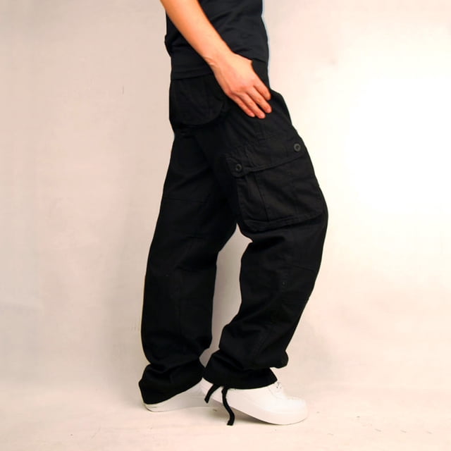 Pantalon Homme Uni Multi-Poches Délavé Pantalon Décontracté Extérieur en Solde