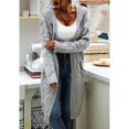 thumbnail image 2 of Women Hooded Open Front Cardigan Cable Knit Sweaters Solid Chunky Long Sweater Coats with Pockets, 2 of 5