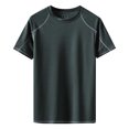 thumbnail image 1 of BOBOGOJP T-Shirt pour Homme Coupe Régulière en Coton Col Ras du Cou T-Shirt à Manches Courtes (Noir,TTG), 1 of 3