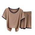 thumbnail image 2 of Jovati Ensemble de Pyjama pour Femmes, Haut à Manches Courtes en Modal avec Shorts à Taille Élastique, Coupe Décontractée, Col Ras du Cou, Jambe Grand, Ventilé, pour l'Été et le Printemps, 2 of 6