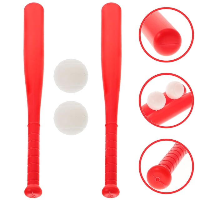 WRITWAA Batte de Baseball en Plastique 2 Ensembles Rouge pour Enfants Jouet pour Activités Extérieures et Intérieures