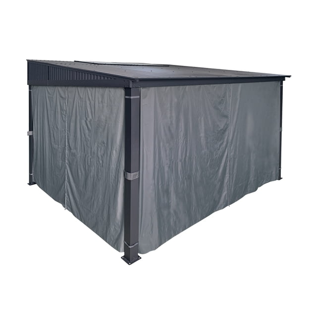 APEX GARDEN Ensemble de Rideaux d'Intimité à Trois Côtés (3 Côtés) de 10 Pi x 12 Pi pour Abri Solaire Mural en Gris. l'Ensemble de Rideaux Comprend Trois Enceintes Murales en Tissu polyester Hydrofuge Protégé contre les UV. des Fermetures Éclair au Centre de Chaque Côté Permettent une Entrée et une Sortie Faciles. Conçu pour s'Adapter à la Plupart des Abris Solaires Muraux de 10 Pi x 12 Pi, Il Offre Ombrage, Intimité et protection contre le Vent. des Oeillets Métalliques et des Anneaux de Rideaux