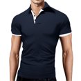 thumbnail image 1 of BOBOGOJP Polo pour Homme Séchage Rapide Performance Manches Courtes Imprimé Évacuation de l'Humidité Polo (Marine,6TG), 1 of 4