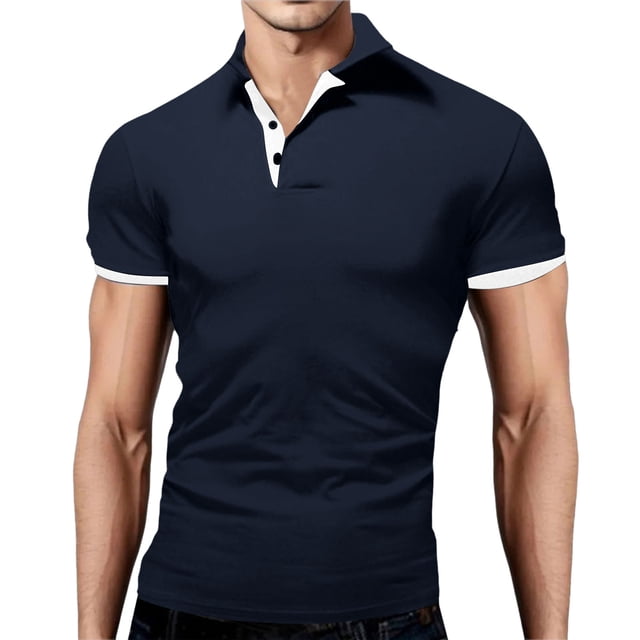 BOBOGOJP Polo pour Homme Séchage Rapide Performance Manches Courtes Imprimé Évacuation de l'Humidité Polo (Marine,6TG)