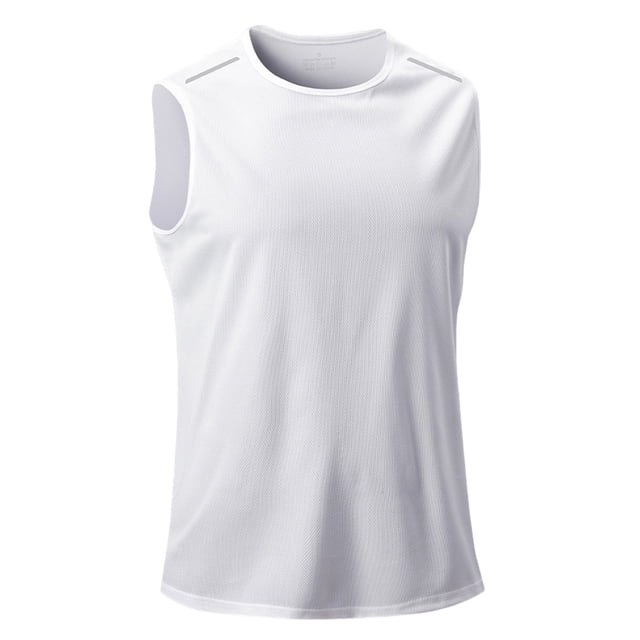 SROBPTY Haut d'Été pour Homme, Chandails Sans Manches pour Hommes, Débardeur Sport Sans Manches Uni à Enfiler à Col Rond pour Homme, Mode Décontractée Blanc, m