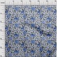 thumbnail image 3 of oneOone Tissu Popeline de Coton Sergé Bleu Moyen Floral Rétro Matériel de Robe Tissu Imprimé Tissu au Mètre 56 Pouces de Large, 3 of 5