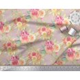 thumbnail image 2 of Soimoi Pink Velvet Fabric Leaves & Ranunculus Floral Printed Craft Fabric by the Yard 58 Inch Wide, 2 of 3