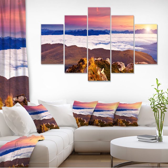 Foggy Val Gardena Valley Panorama - Extra Large Seashore Canvas Art